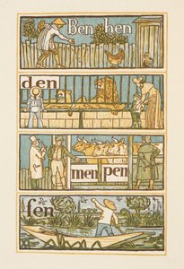 Rhyming words ending in the letter N. The Golden primer by Walter Crane
