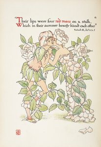 Two figures kissing dressed as roses