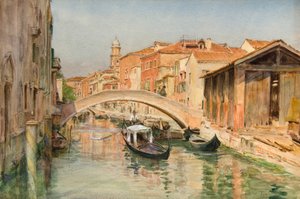 The old boat yard on Rio del Ognissanti, Venice by Walter Frederick Roofe Tyndale