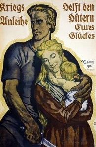 World War I 1914-1918. German poster for subscribers to War Loan bonds by Walter Georgi