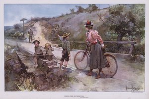 Consulting Authorities: woman out for a cycle ride asking a group of children for directions