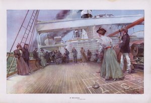 In Mid-Ocean: Passengers Enjoying a Game of Shuffleboard on Board a Ship by Walter Granville Smith
