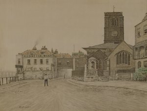 Alldins Coal Wharf and Chelsea Old Church, London