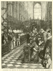 Christmas Day Service in Westminster Abbey, in the Time of Queen Elizabeth