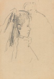Head and Bust of a Girl in Profile to Right, Head of a Man, Full Front, Behind by Walter Richard Sickert