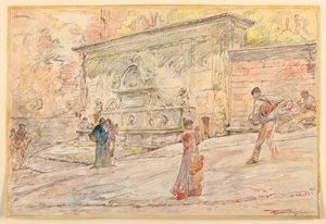 A Large Fountain by Walter Shirlaw