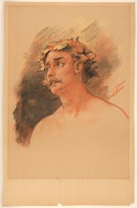 Bust of Man Crowned with Vine Wreath by Walter Shirlaw