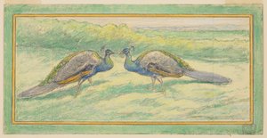 Two Peacocks in a Landscape by Walter Shirlaw