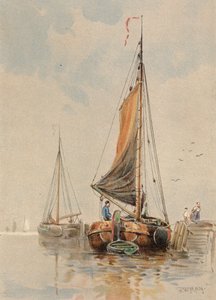 Dutch Boats on the Maas by Walter William May