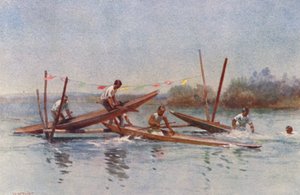 New Zealand: Canoe Hurdle Race by Walter Wright