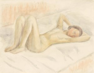 Reclining Female Nude by Walther Gamerith
