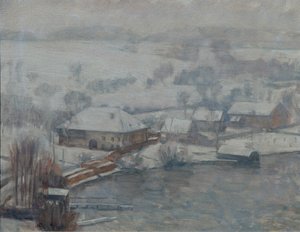 Winter Landscape at Lake Attersee by Walther Gamerith