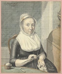 Portrait of a Lady with Knitting by Warner Horstink