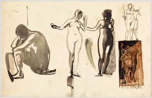 Female Nudes and St. Hubertus, verso: Female Nudes by Wassily Kandinsky