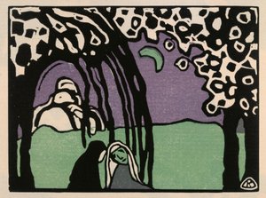 Two Women in Moonlit Landscape (Sheet 12 from: "Sounds") by Wassily Kandinsky