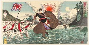 An Illustration of the Heroic Battle of Captain Matsuzaki during the Battle of Songhwan by Watanabe Nobukazu