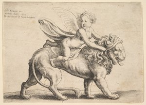 Cupid on a Lion by Wenceslaus Hollar