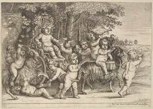 Eleven Boys and Three Goats by Wenceslaus Hollar