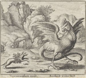 Fable of the Basilisk and the Weasel by Wenceslaus Hollar