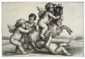 Four small boys and a goat by Wenceslaus Hollar