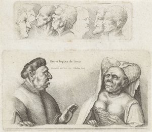 Frieze with Study Heads / Caricatures of the King and Queen of Tunisia