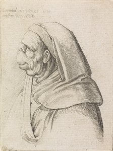 Grotesque Profile of a Man Wearing a Hood