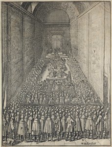 Interior of the House of Lords in session, Palace of Westminster, London