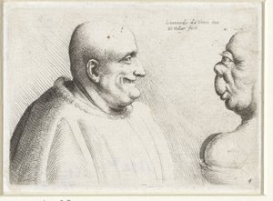 Heads of a Large Bald Man and Grotesque Woman (series title) by Wenceslaus Hollar