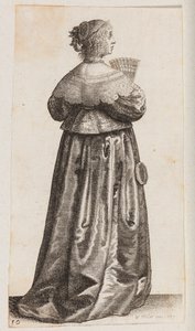 Woman with a Fan and a Mirror, Seen from Behind by Wenceslaus Hollar