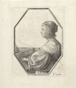 Portrait of a Woman Behind a Virginal by Wenceslaus Hollar