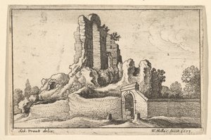 Ruins and a barred gate on the Esquiline Hill in Rome, 1673 by Wenceslaus Hollar