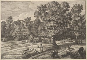 Shepherds in a Forest by Wenceslaus Hollar