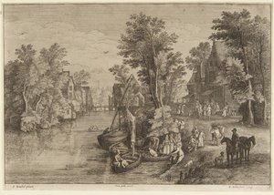 The Ferry in the Village by Wenceslaus Hollar