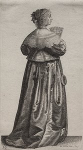 The Woman with a Fan and Mirror by Wenceslaus Hollar