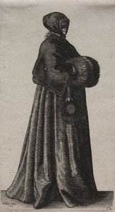 The Woman with Mask, Hood and Muff by Wenceslaus Hollar