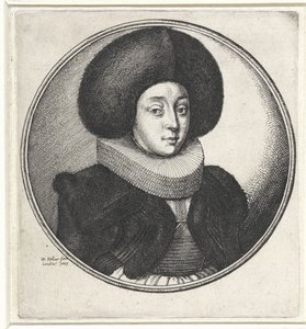 Woman with Pleated Collar and Large Fur Hat by Wenceslaus Hollar
