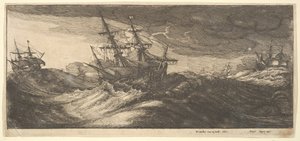 Warship and a Spouting Whale, 1665 by Wenceslaus Hollar