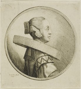 Woman with Circular Lace Ruff in Profile to Right