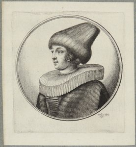 Woman with Pointed Fur Cap by Wenceslaus Hollar