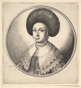 Woman with Large Circular Fur Hat and Earrings by Wenceslaus Hollar