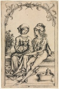 The Lovers (after the Housebook Master) by Wenzel or Wenceslaus von (after) Olmutz