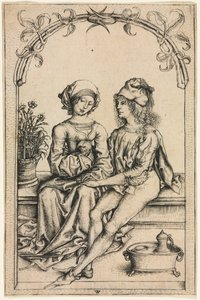 The Lovers after the Housebook Master, c. 1490 by Wenzel von Olmütz