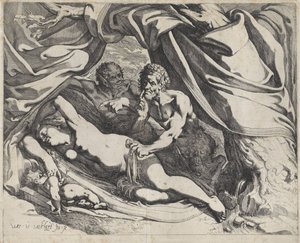 Sleeping Venus Spied on by Satyrs by Werner van den Valckert