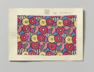 Sample with printed silk, design Strohblume