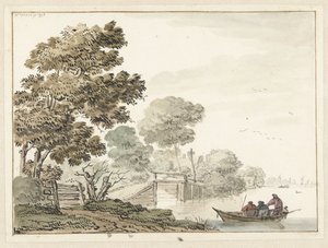 Landscape with a Wooden Bridge and Trees along a Canal by Wigerus Vitringa