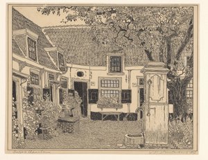 Hofje van Loo in Haarlem by Wijnand Otto Jan Nieuwenkamp (signed by artist)