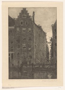 Houses on the Damrak in Amsterdam (original title: On the Damrak) by Wijnand Otto Jan Nieuwenkamp (signed by artist)