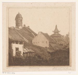 Houses on the Water in Semarang by Wijnand Otto Jan Nieuwenkamp (signed by artist)