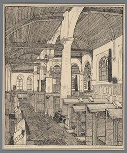 Interior of the Abbey Church in Rijnsburg by Wijnand Otto Jan Nieuwenkamp (signed by artist)