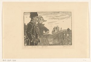 Man and Woman in Volendam Costume by Wijnand Otto Jan Nieuwenkamp (signed by artist)
